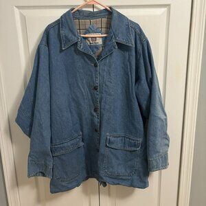 VTG Denim Chore Jacket Women sz 18/20W Lined Flannel Faded Glory Nice Fade!